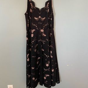 Anthropologie (Moulinette Soeurs) lace nude and black midi dress